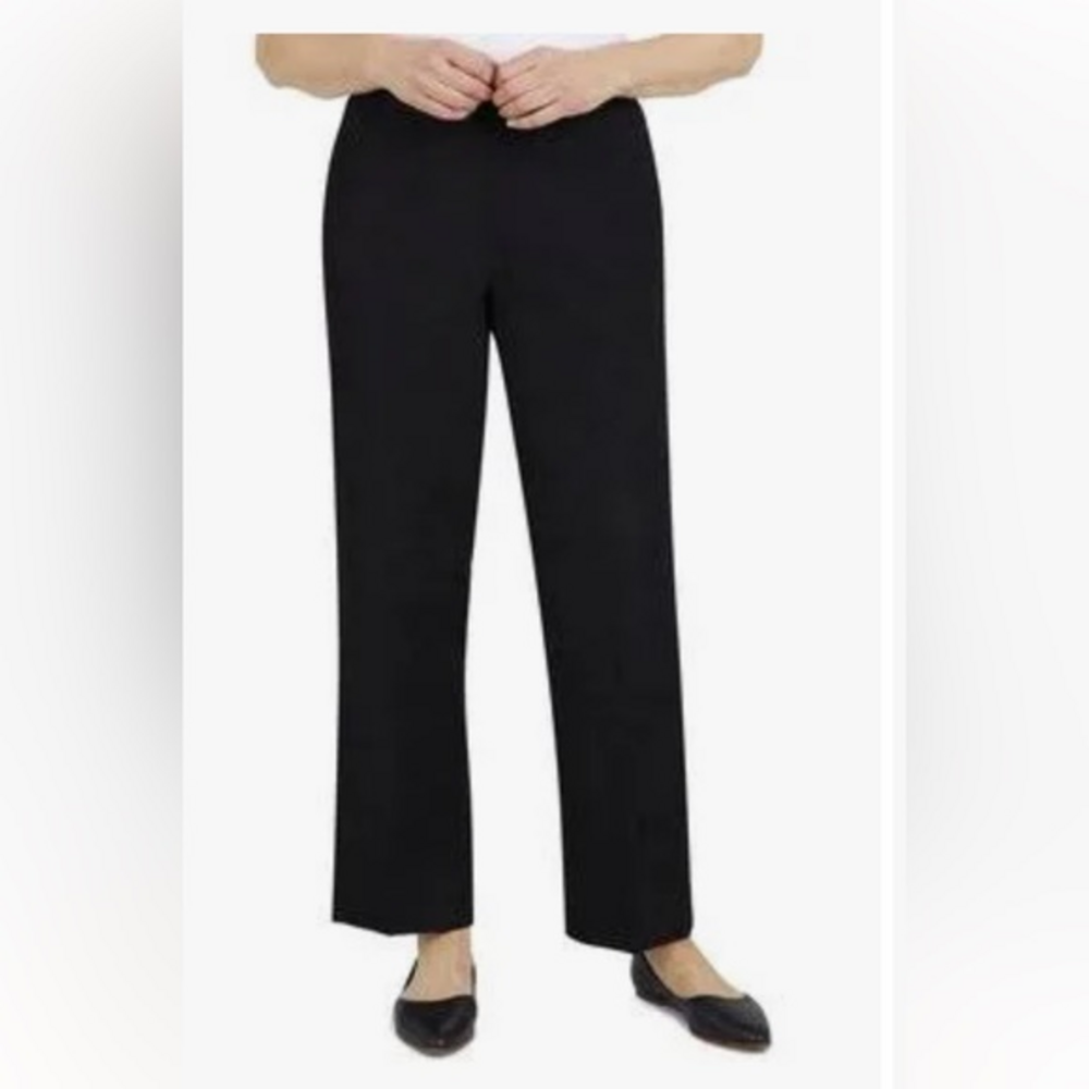 Black Faux suede pants elastic‎ back waist with zipper size 12 (471)